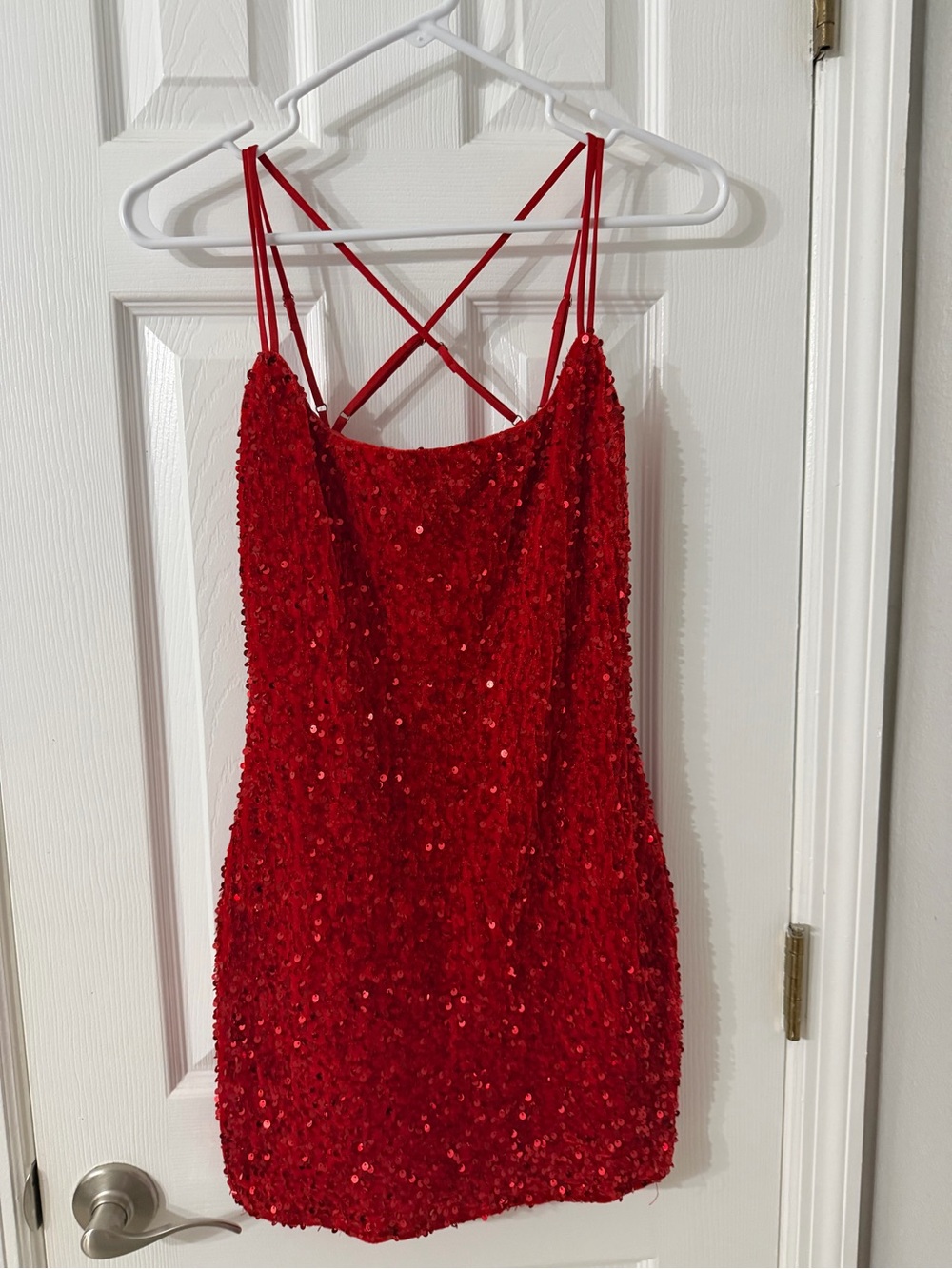Lucy in the Sky Red Sequin Strappy Mini Dress